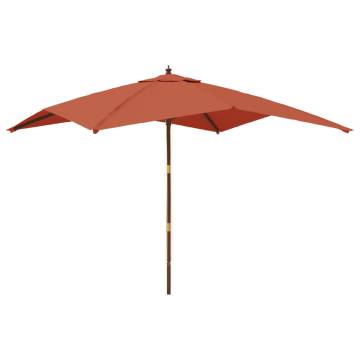 Garden Parasol with Wooden Pole - Terracotta 300x300x273 cm