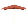 Garden Parasol with Wooden Pole - Terracotta 300x300x273 cm