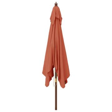 Garden Parasol with Wooden Pole - Terracotta 300x300x273 cm