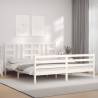 White Super King Size Bed Frame with Headboard | Solid Wood