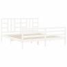 White Super King Size Bed Frame with Headboard | Solid Wood