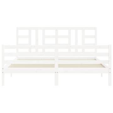 White Super King Size Bed Frame with Headboard | Solid Wood