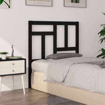 Stylish Black Bed Headboard - Solid Pine 80.5x4x100 cm