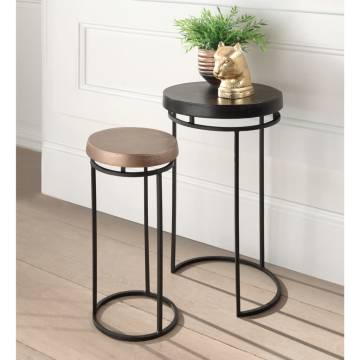 Rousseau 2 Piece Side Table Set - Black and Gold Accent Tables