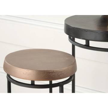 Rousseau 2 Piece Side Table Set - Black and Gold Accent Tables