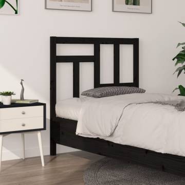 Stylish Black Bed Headboard - Solid Pine 80.5x4x100 cm