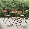 Folding Bistro Chairs - 4 Pcs Solid Wood Teak & Steel | Hipo Market