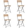 Folding Bistro Chairs - 4 Pcs Solid Wood Teak & Steel | Hipo Market