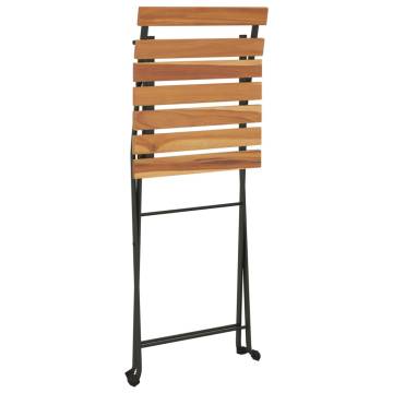 Folding Bistro Chairs - 4 Pcs Solid Wood Teak & Steel | Hipo Market