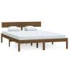 Honey Brown Solid Wood Double Bed Frame - 135x190 cm