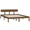 Honey Brown Solid Wood Double Bed Frame - 135x190 cm