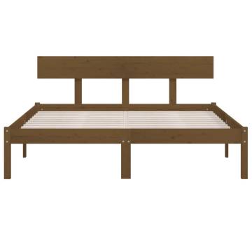 Honey Brown Solid Wood Double Bed Frame - 135x190 cm