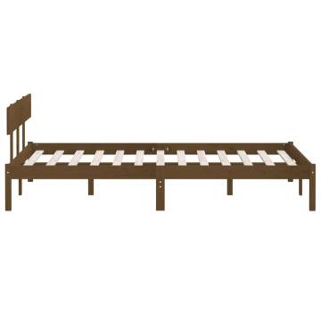 Honey Brown Solid Wood Double Bed Frame - 135x190 cm