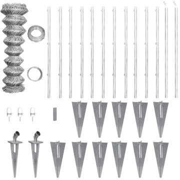 Galvanised Steel Chain Link Fence with Posts - 25x1.5m