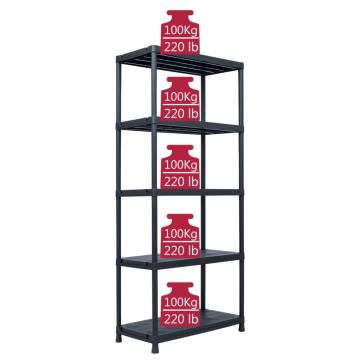 Versatile Black Storage Shelf Rack - 500 kg Capacity