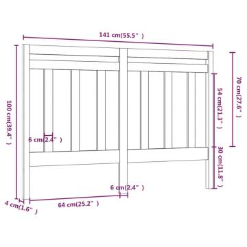 Stylish Honey Brown Solid Wood Bed Headboard - 141x4x100 cm