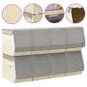 Stackable Storage Boxes with Lid Set of 8 pcs Fabric Grey&Cream Colour grey and cream Size 19 x 36.5 x 25 cm Quantity in Package 8 Number of 1 