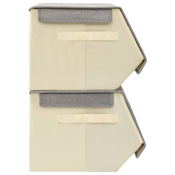 Stackable Storage Boxes Set of 8 - Grey & Cream | HipoMarket UK