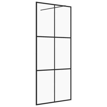 Walk-in Shower Wall 90x195 cm Clear ESG Glass - Black