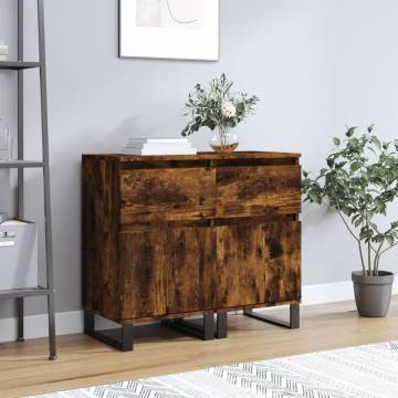 Trendy Smoked Oak Sideboards - 2 pcs Engineered Wood | Hipo Market