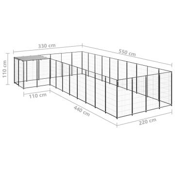 Durable Dog Kennel - 13.31 m² Steel Outdoor Enclosure