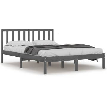 Grey Solid Wood Pine Bed Frame 180x200 cm Super King Size