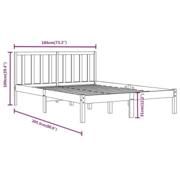 Grey Solid Wood Pine Bed Frame 180x200 cm Super King Size