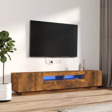 2 Piece LED TV Cabinet Set in Smoked Oak - Modern Design