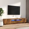 2 Piece TV Cabinet Set with LED Lights Smoked Oak Engineered Wood Colour smoked oak Quantity in Package 1 