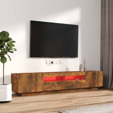 2 Piece LED TV Cabinet Set in Smoked Oak - Modern Design