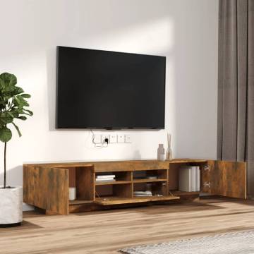 2 Piece LED TV Cabinet Set in Smoked Oak - Modern Design