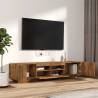 2 Piece LED TV Cabinet Set in Smoked Oak - Modern Design