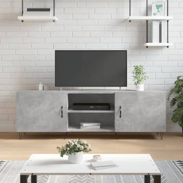 Stylish Concrete Grey TV Cabinet - 150x30x50 cm | HipoMarket