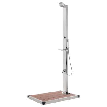 Garden Shower with Brown Base 225 cm Stainless Steel | HipoMarket