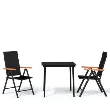 3 Piece Garden Dining Set Black - Stylish Outdoor Furniture