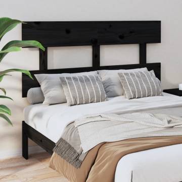 Stylish Black Pine Bed Headboard - 138x3x81 cm