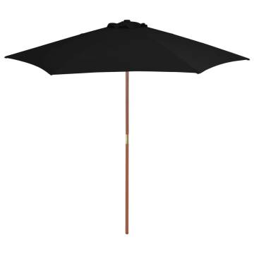 Outdoor Wooden Parasol 270 cm - Black | Hipo Market