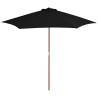 Outdoor Parasol with Wooden Pole Black 270 cm Colour black Quantity in Package 1 