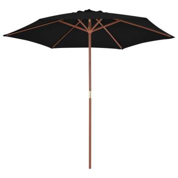 Outdoor Wooden Parasol 270 cm - Black | Hipo Market