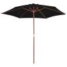 Outdoor Wooden Parasol 270 cm - Black | Hipo Market