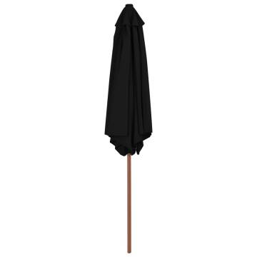 Outdoor Wooden Parasol 270 cm - Black | Hipo Market