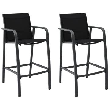 Garden Bar Chairs 2 pcs - Black Textilene for Outdoor Use