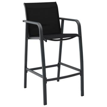 Garden Bar Chairs 2 pcs - Black Textilene for Outdoor Use