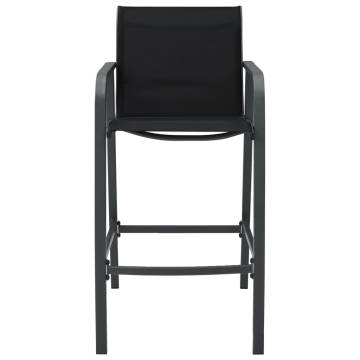 Garden Bar Chairs 2 pcs - Black Textilene for Outdoor Use