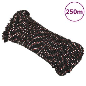 Boat Rope Black 5mm 250m - Durable Polypropylene for Boating