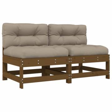 Middle Sofas with Cushions - Honey Brown Solid Wood Pine