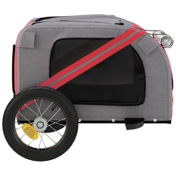 Pet Bike Trailer - Red & Grey Oxford Fabric, Iron Frame