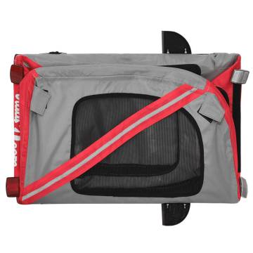 Pet Bike Trailer - Red & Grey Oxford Fabric, Iron Frame