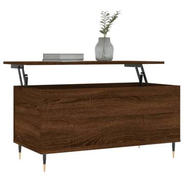 Elegant Brown Oak Coffee Table - 90x44.5x45 cm | hipomarket.co.uk