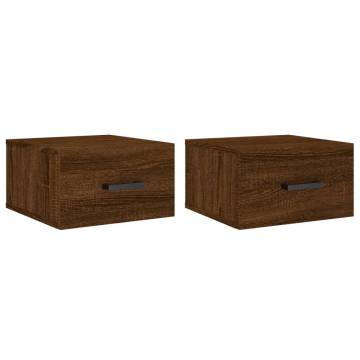 Brown Oak Wall-Mounted Bedside Cabinets - 2 pcs | HipoMarket